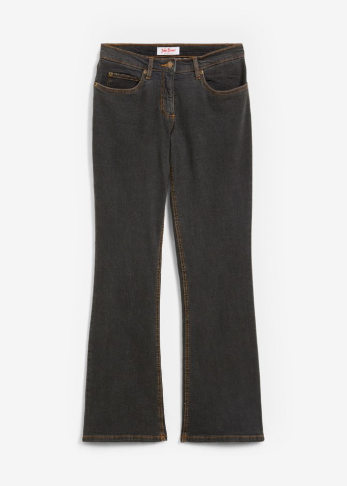 Bootcut Jeans High Waist, Stretch  in schwarz von vorne - John Baner JEANSWEAR