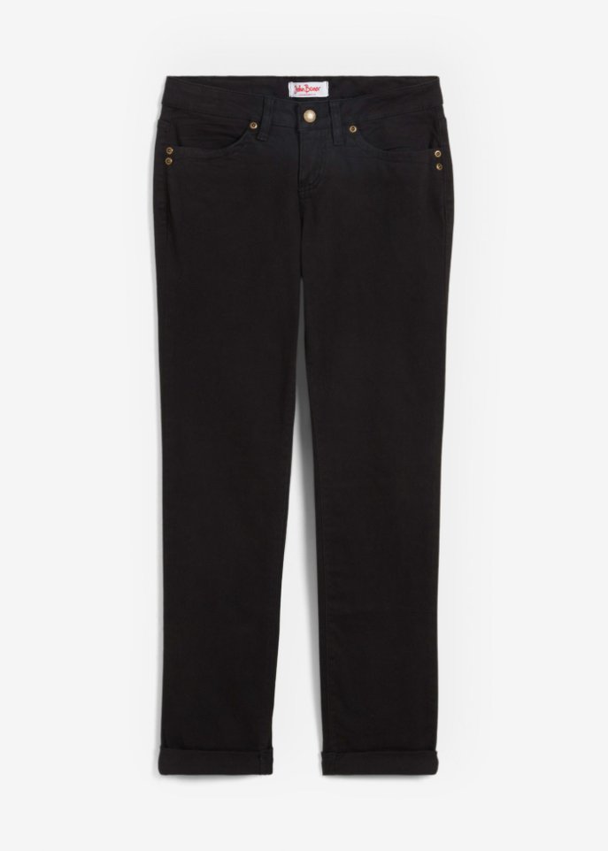 Straight Jeans Mid Waist, Stretch  in schwarz von vorne - John Baner JEANSWEAR