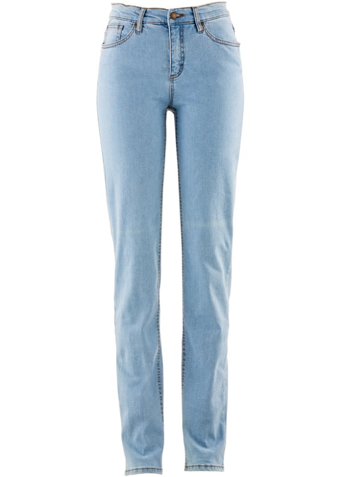 Mom Jeans Mid Waist, long  in blau von vorne - John Baner JEANSWEAR