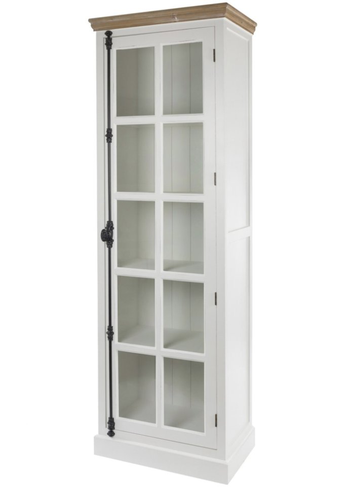 Glas Vitrine mit einer Tür in weiß von vorne - bpc living bonprix collection
