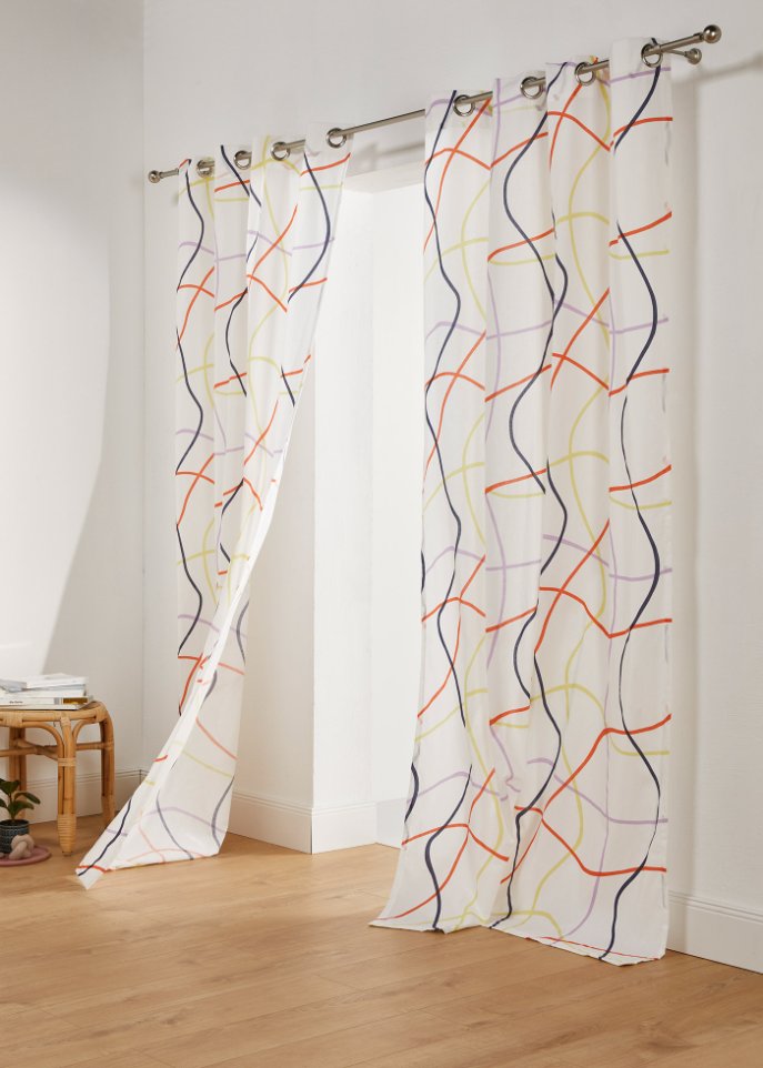 Vorhang mit Wellen Druck (1er Pack) in weiß - bpc living bonprix collection