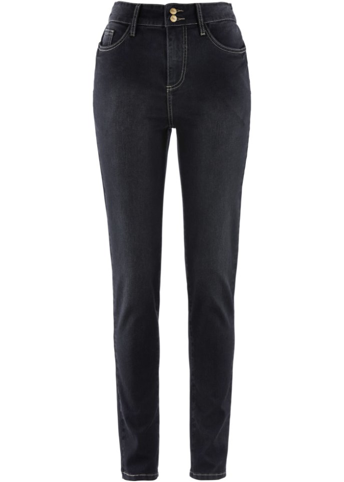 Super-Stretch-Highwaist-Jeans in schwarz von vorne - bpc bonprix collection
