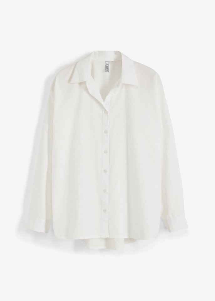 Oversize-Bluse mit Rückenprint in weiß von vorne - RAINBOW