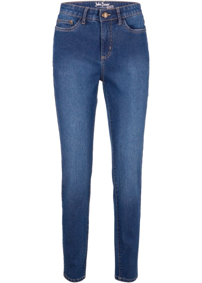 Skinny Jeans High Waist, Stretch  in blau von vorne - John Baner JEANSWEAR