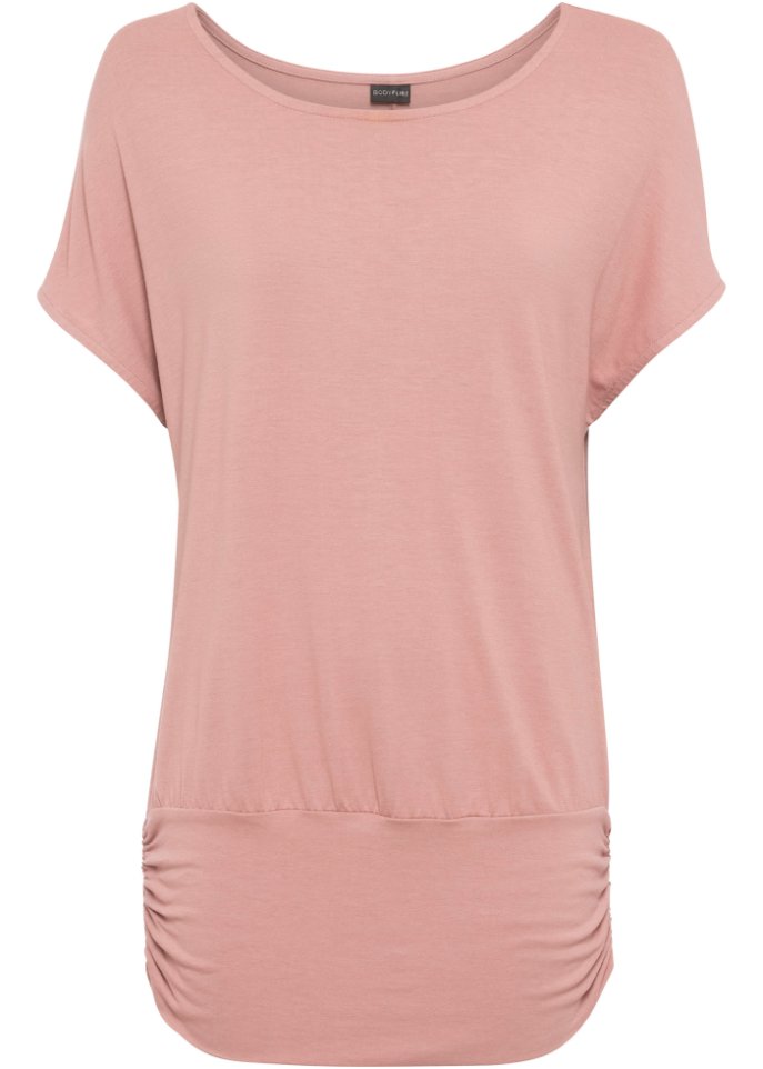 Hübsches Shirt breitem, Bund rosa bonprix mit gerafftem | -