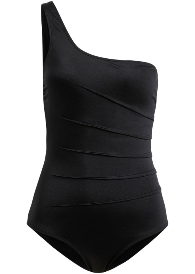 Shape Badeanzug aus recyceltem Polyamid mittlere Formkraft in schwarz von vorne - bpc selection