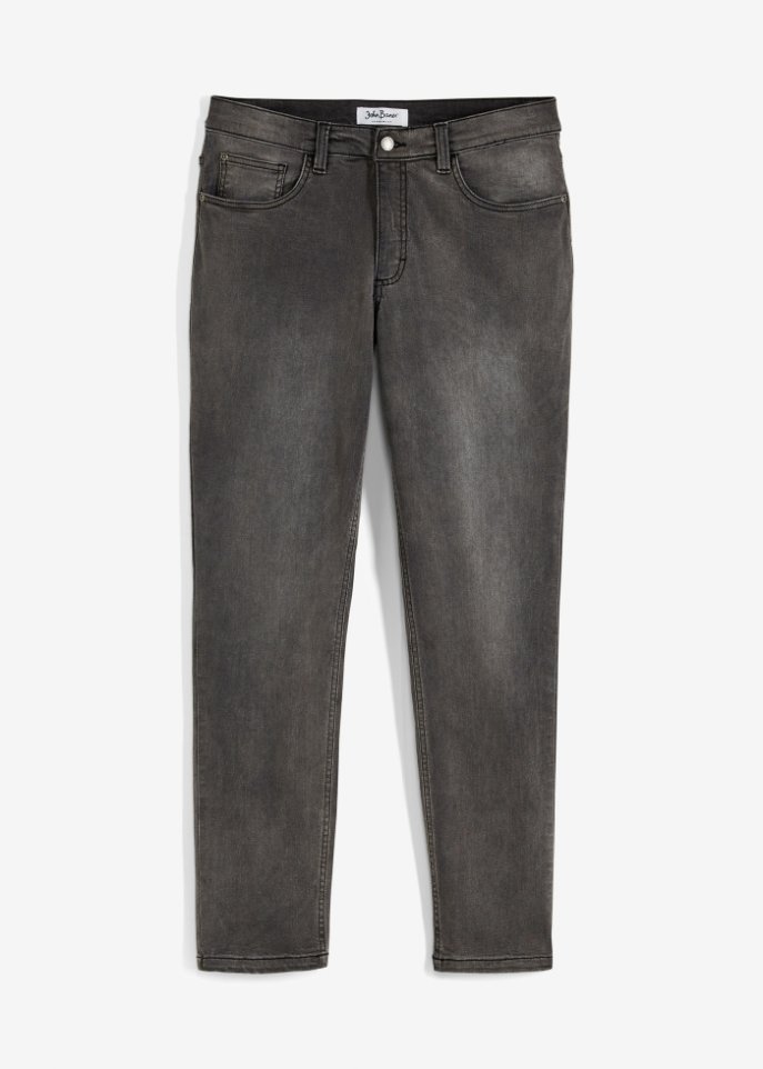 Slim Fit Stretch-Jeans, Straight in grau von vorne - John Baner JEANSWEAR