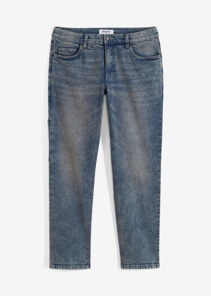Loose Fit Cargo-Jeans, Straight in blau von vorne - John Baner JEANSWEAR