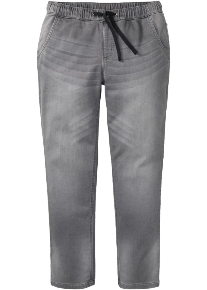 Slim Fit Sweat-Jeans, Straight in grau von vorne - John Baner JEANSWEAR