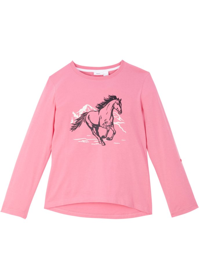 Mädchen Langarmshirt aus Bio Baumwolle in pink von vorne - bpc bonprix collection