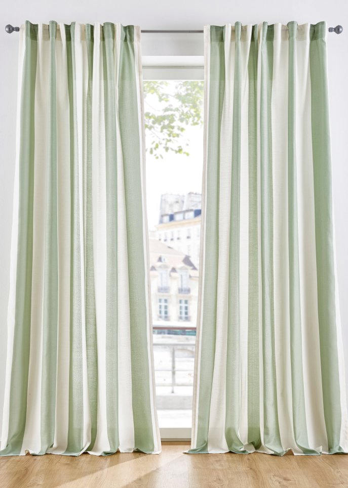 Moderner Vorhang bedruckt - grün, Multifunktionsband | bonprix