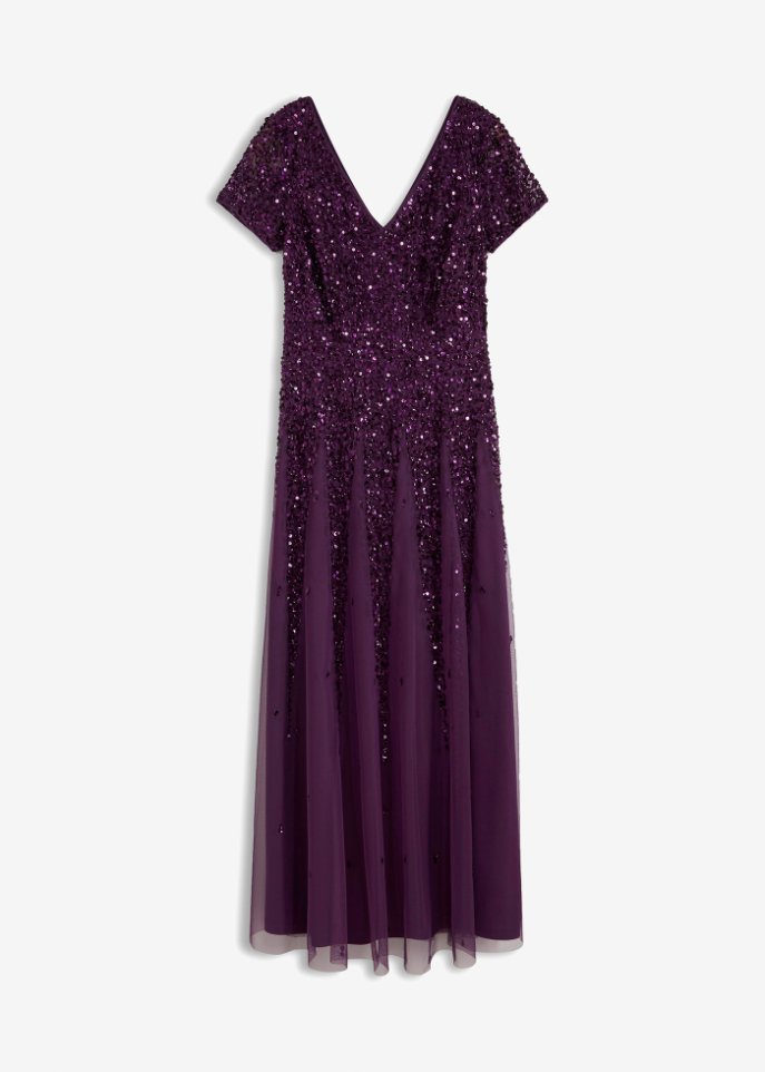 Kleid mit Pailletten  in lila von vorne - BODYFLIRT boutique