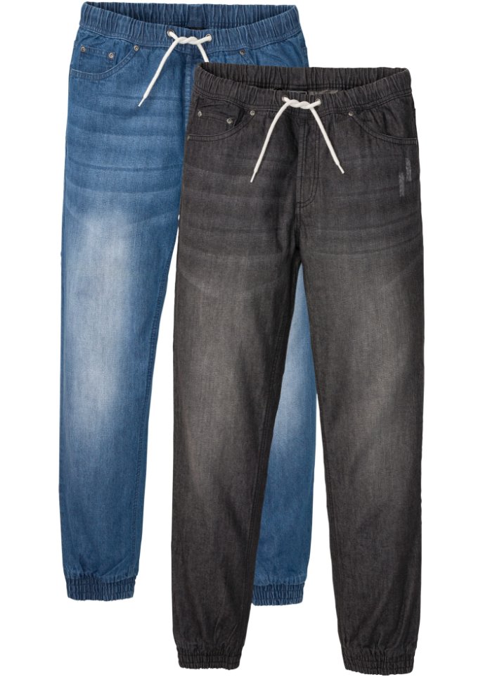 Moderne Jeans-Joggpants mit Waschung im leichter günstigen