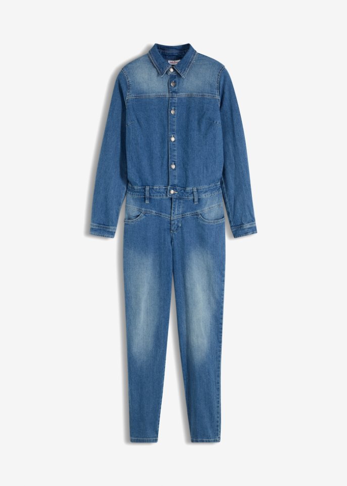 Jeans-Overall mit Stretch in blau von vorne - John Baner JEANSWEAR
