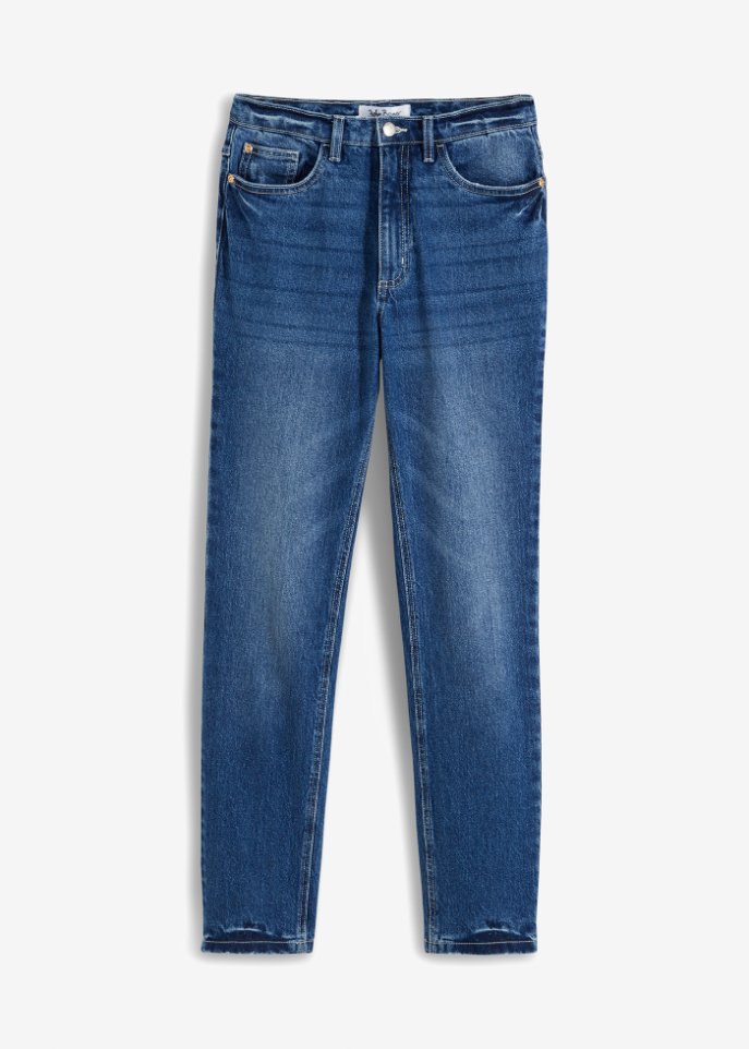 Straight Jeans High Waist in blau von vorne - John Baner JEANSWEAR