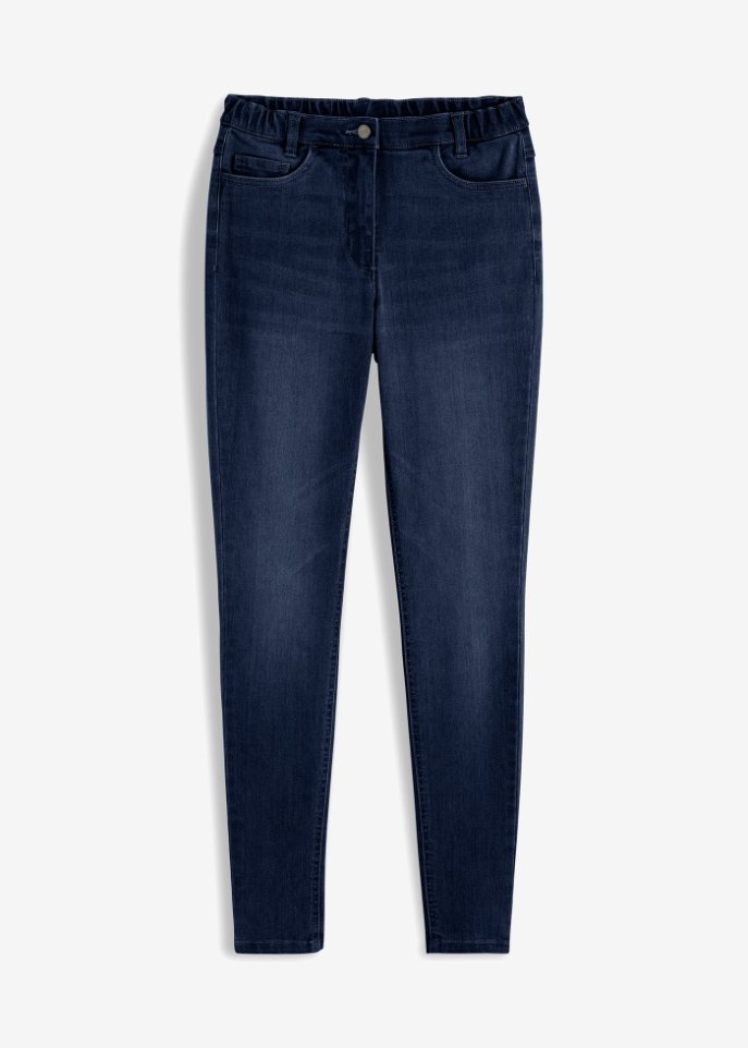 Skinny Jeans, High Waist, lang in blau von vorne - bpc bonprix collection