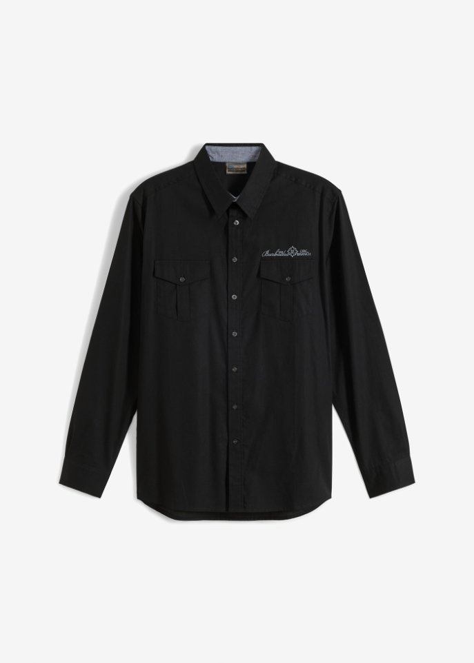 Langarmhemd in schwarz von vorne - bpc selection