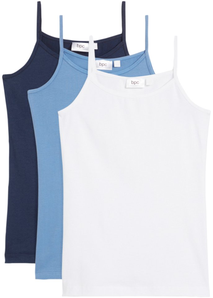 Unterhemd (3er Pack) in blau von vorne - bpc bonprix collection