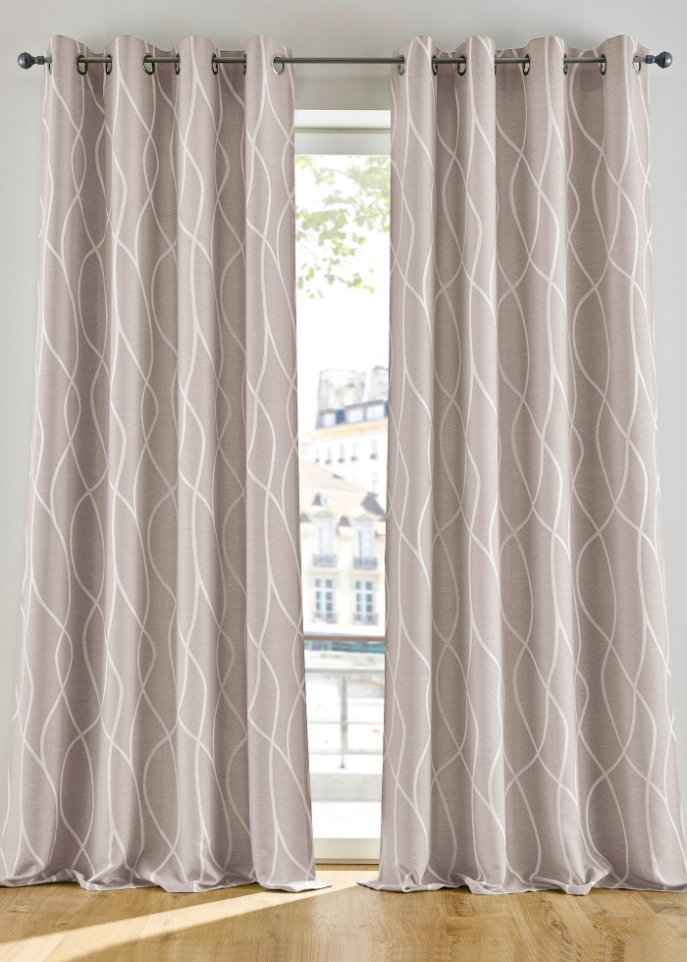 Blickdichter Vorhang mit moderner Jacquard-Musterung | bonprix | Thermovorhänge