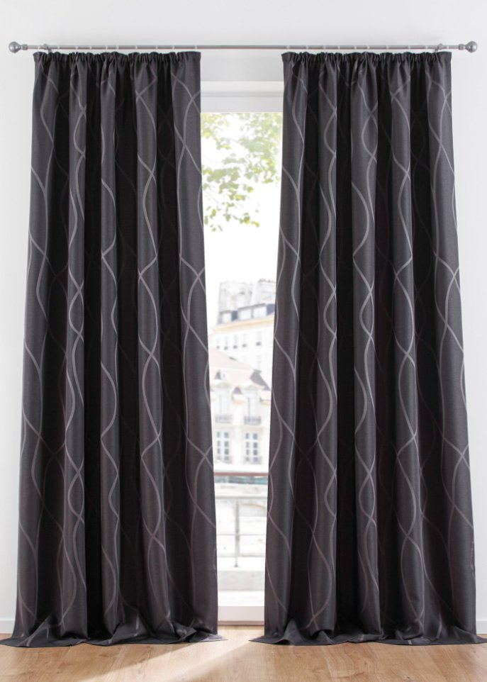 Blickdichter Vorhang mit moderner Jacquard-Musterung | bonprix