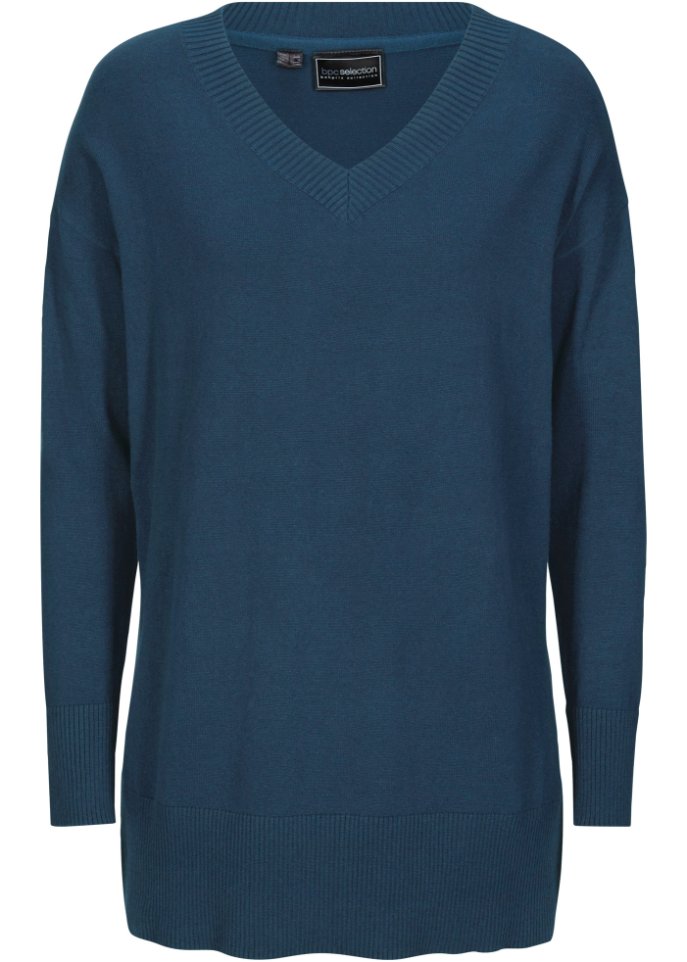 Long-Pullover in blau von vorne - bpc selection