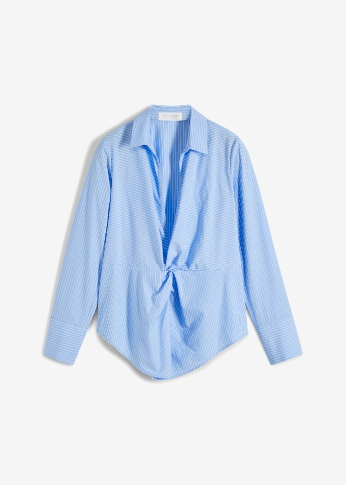 Bluse mit Schmuckknöpfen  in blau von vorne - BODYFLIRT boutique