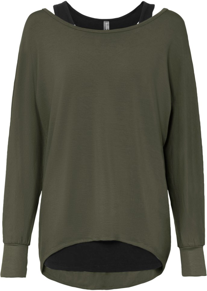 Longshirt mit Top (2-tlg.Set) in grün von vorne - RAINBOW
