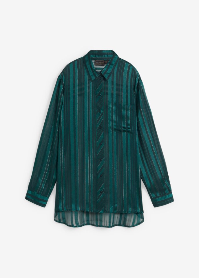 Bluse mit Metallicgarn in grün von vorne - bpc selection