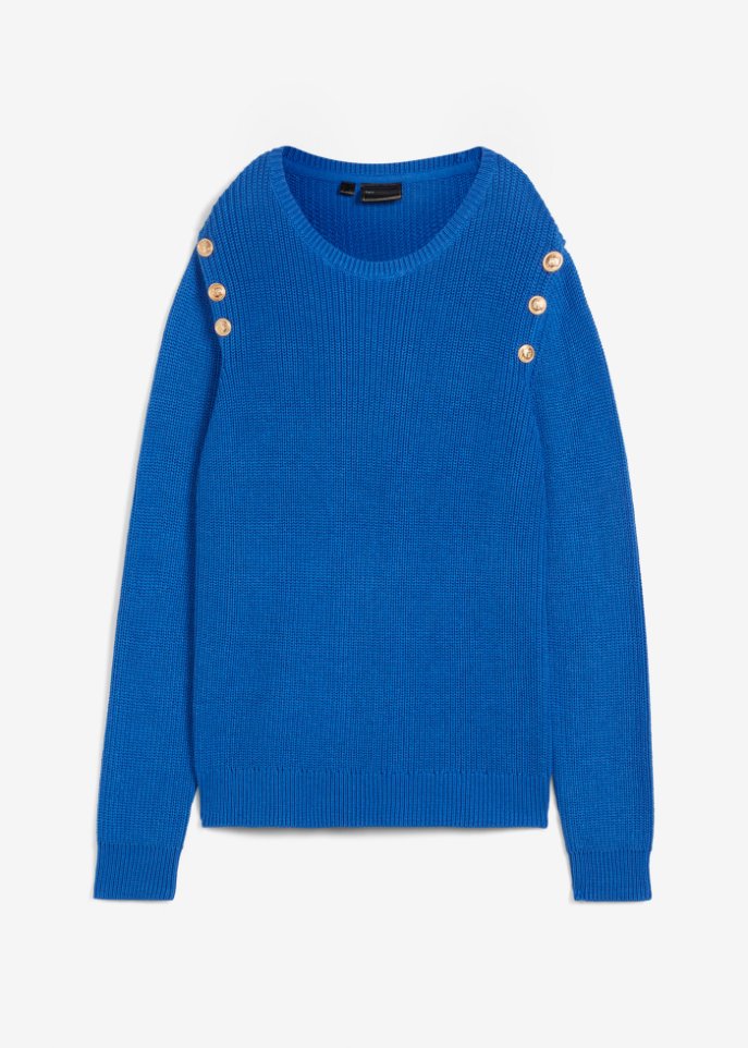 Pullover mit Knöpfen in blau von vorne - bpc selection