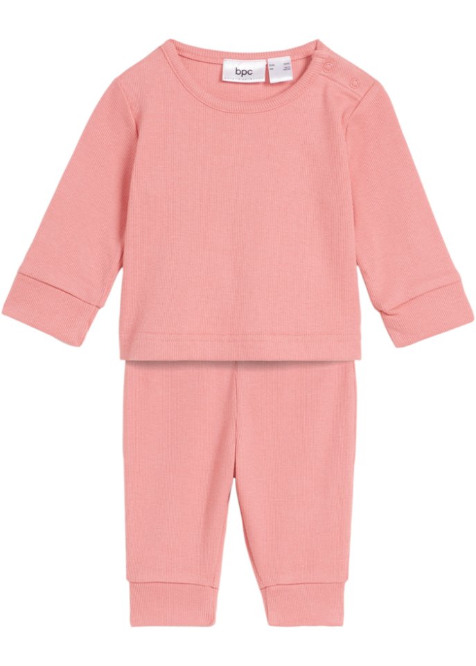 Baby Langarmshirt und Leggings aus Bo-Baumwolle (2-tlg.Set)  in rosa von vorne - bpc bonprix collection