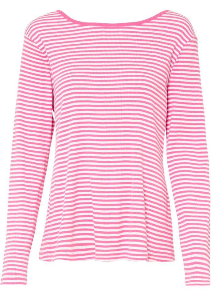 Langarmshirt aus Biobaumwolle in pink von vorne - RAINBOW