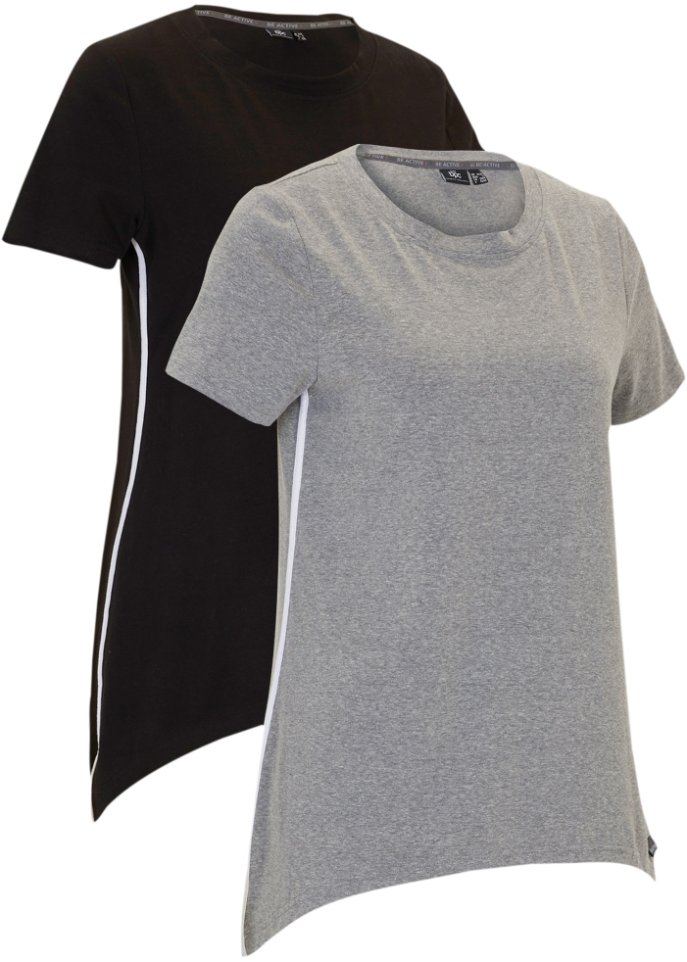 T-Shirt mit Zipfel (2er Pack) in schwarz von vorne - bpc bonprix collection