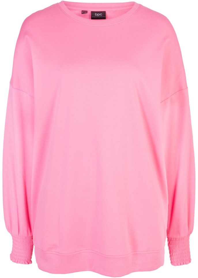 Oversize Langarmshirt mit Ballonärmeln in pink von vorne - bpc bonprix collection