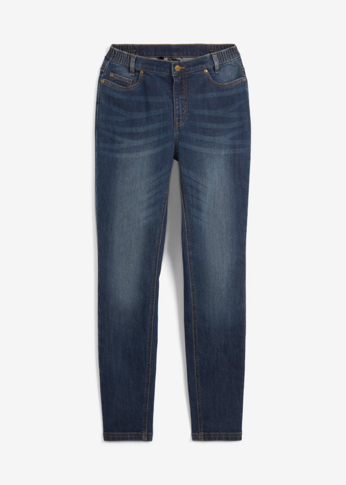 Skinny Jeans mit Bequembund in blau von vorne - bpc bonprix collection