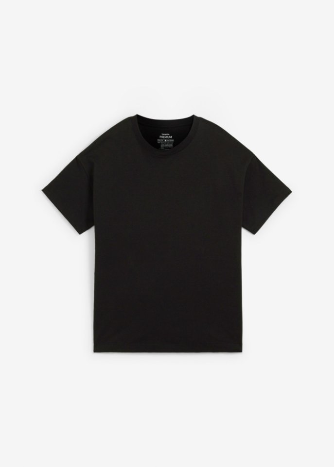 Essential Oversize-Shirt aus schwerer Baumwollqualität  in schwarz von vorne - bonprix PREMIUM
