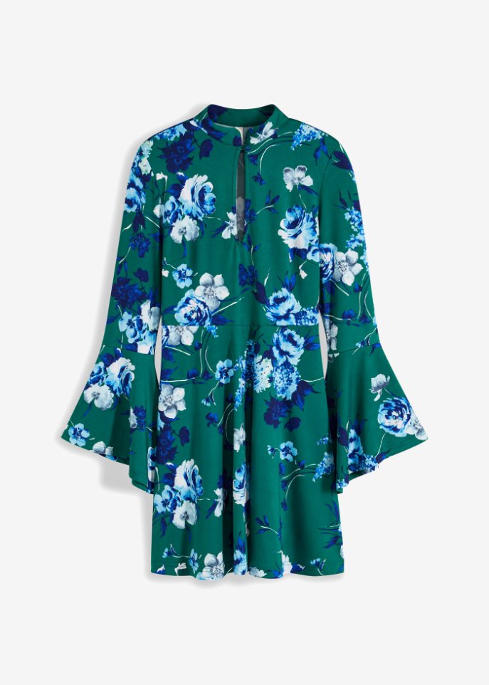 Kleid mit Cutout in grün von vorne - BODYFLIRT boutique