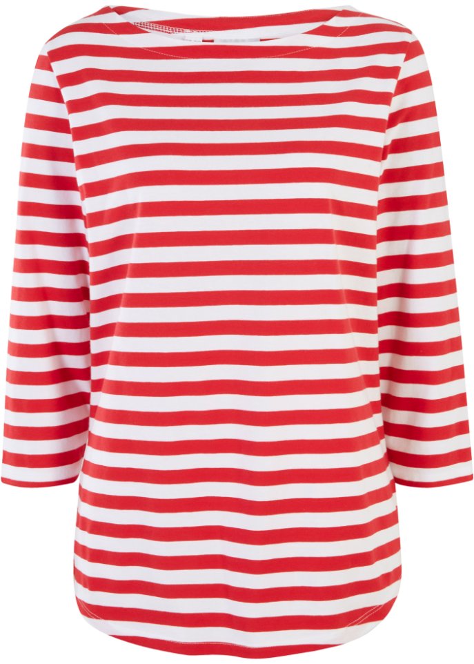 3/4 Shirt mit U-Boot-Ausschnitt in rot von vorne - bpc bonprix collection