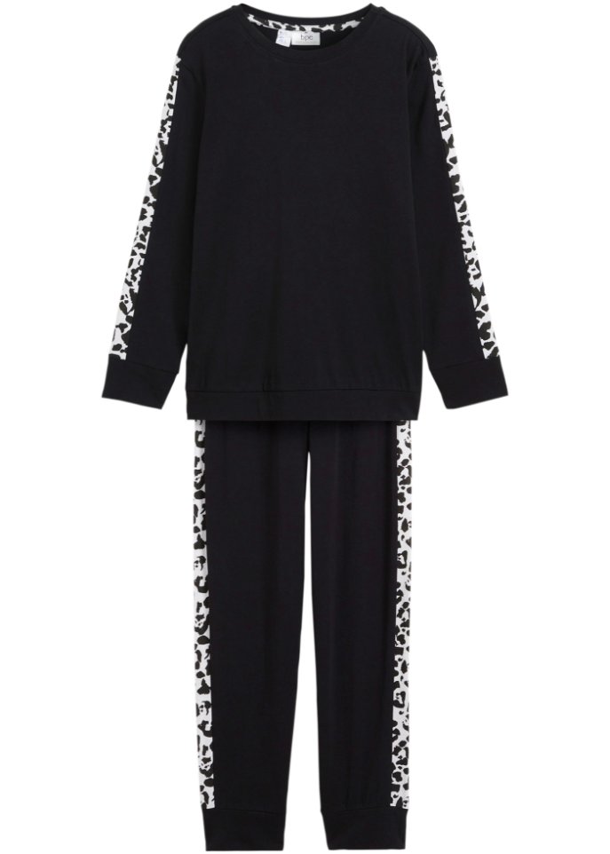 Mädchen Pyjama  (2-tlg. Set) in schwarz von vorne - bpc bonprix collection