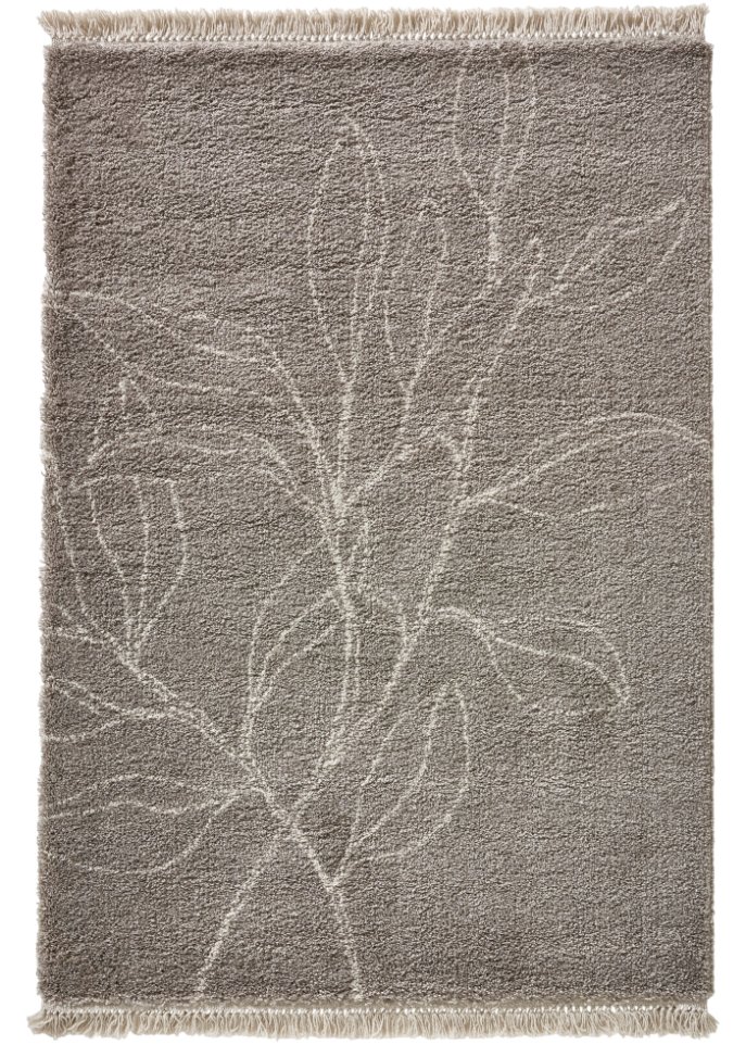Hochflor Teppich mit floralen Motiven in grau - bpc living bonprix collection