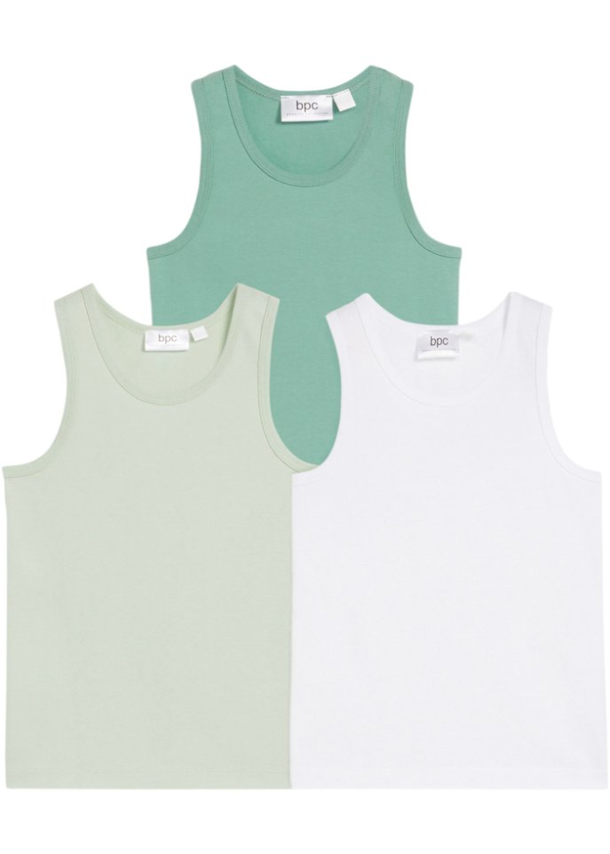 Jungen Unterhemd (3er Pack) in weiß von vorne - bpc bonprix collection