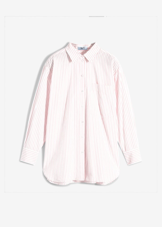 Gestreifte Hemd-Bluse in rosa von vorne - bpc bonprix collection