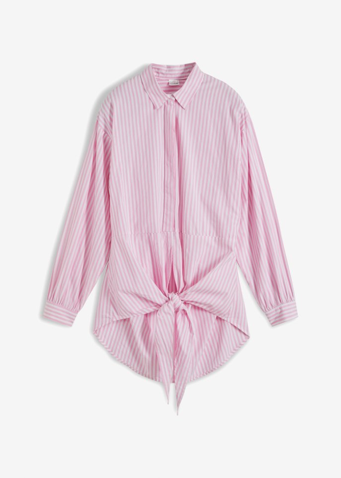 Oversize-Bluse aus Bio-Baumwolle  in rosa von vorne - BODYFLIRT