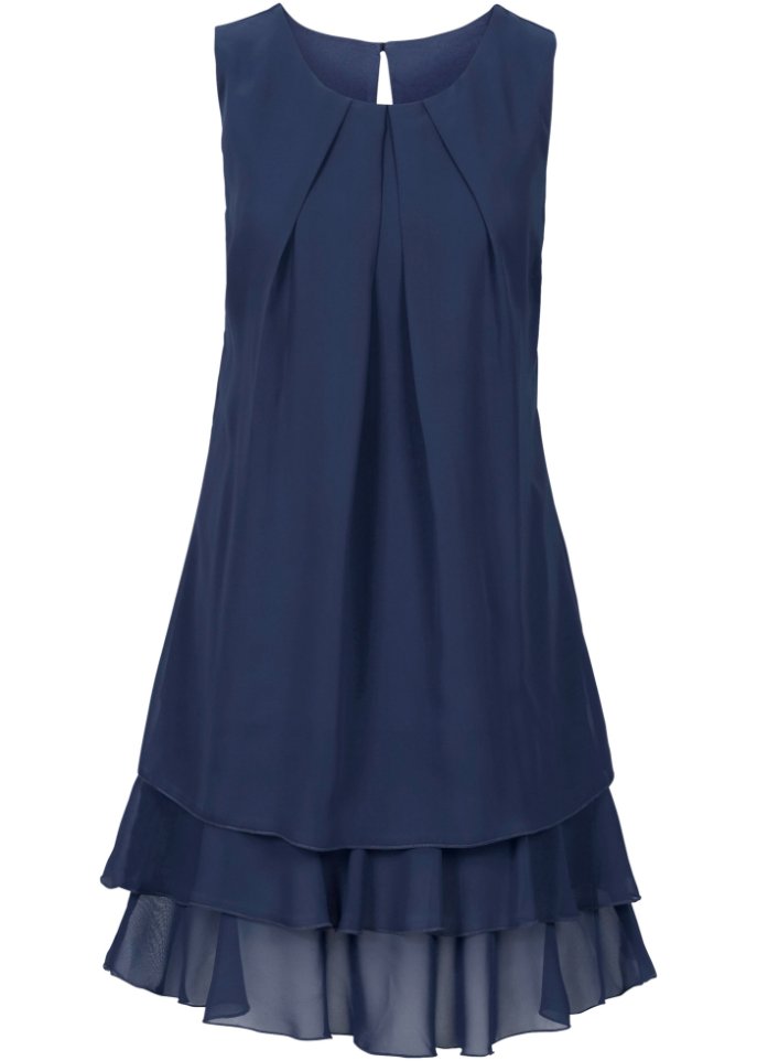 Chiffon-Kleid in blau von vorne - BODYFLIRT