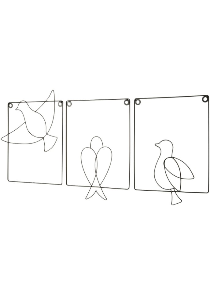 Wanddeko mit Vögeln (3er Pack) in schwarz - bpc living bonprix collection