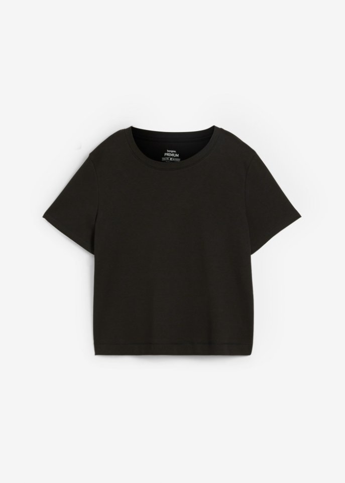 Essential Boxy-Shirt aus schwerer Baumwollqualität  in schwarz von vorne - bonprix PREMIUM