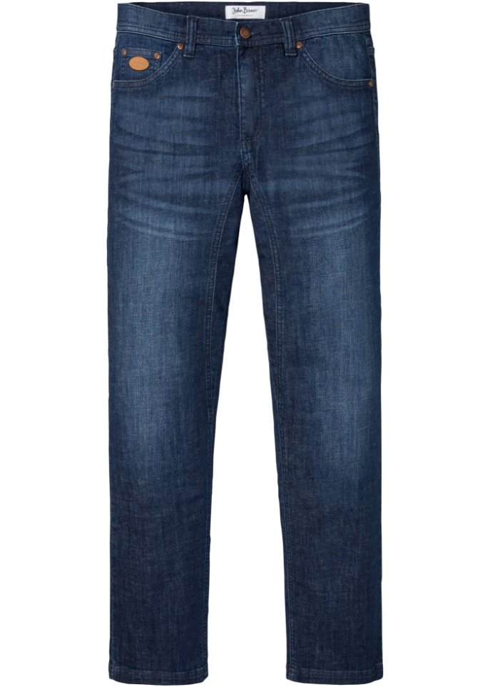 Classic Fit Stretch-Jeans mit verstärktem Schritt, Tapered in blau von vorne - John Baner JEANSWEAR