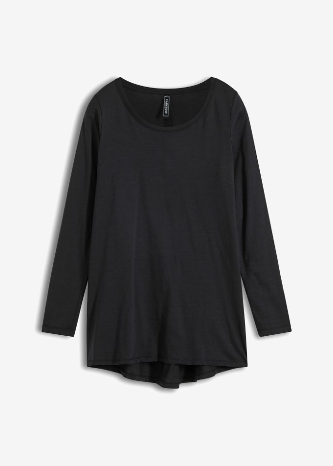 Trendiges Longshirt mit abgerundetem Saum - schwarz | bonprix | Rundhalsshirts