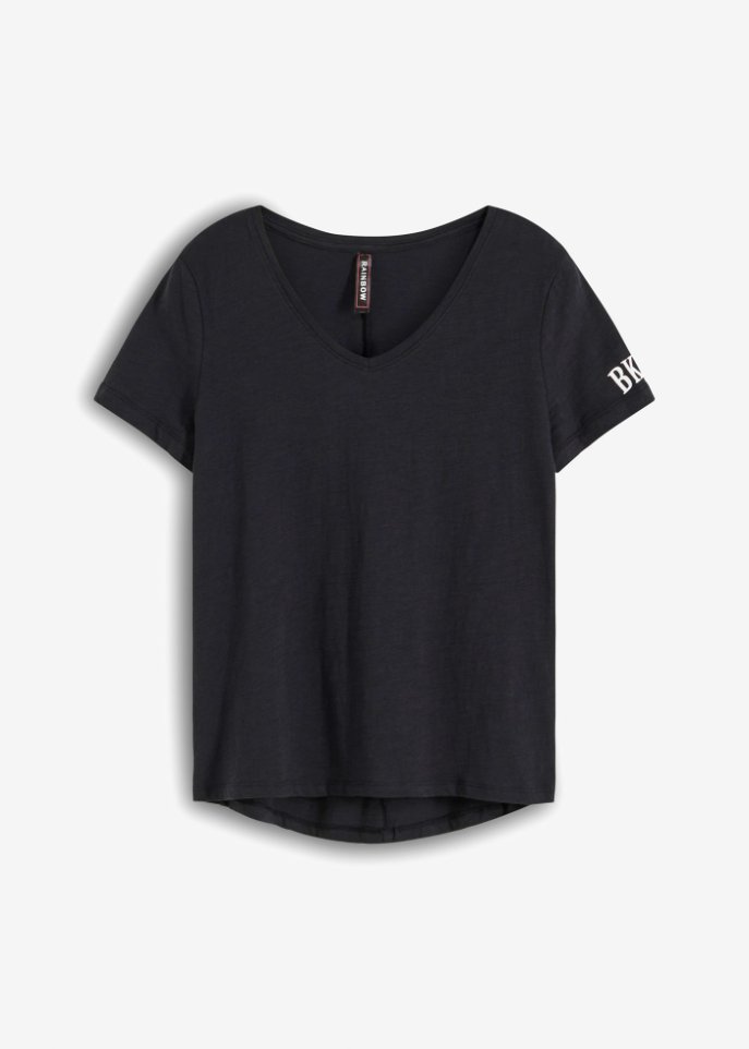 T-Shirt mit Druck in schwarz von vorne - RAINBOW