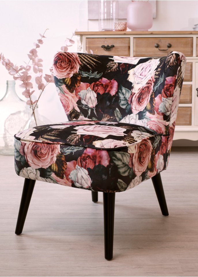 Sessel mit floralem Druck - schwarz - Wohnen | bonprix