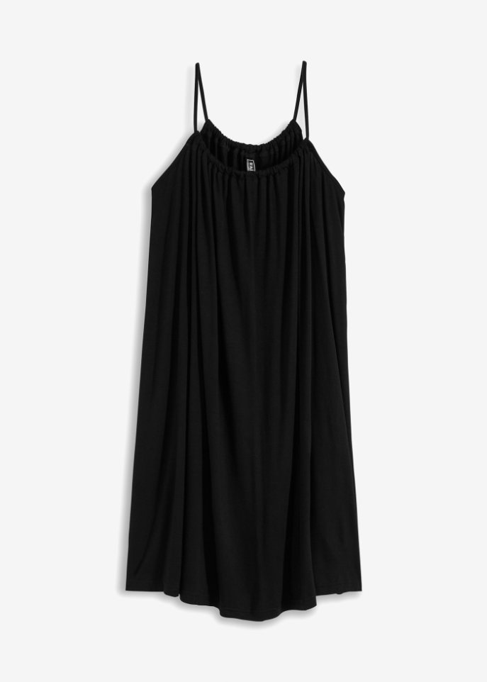 Jerseykleid aus nachhaltiger Viskose in schwarz von vorne - RAINBOW